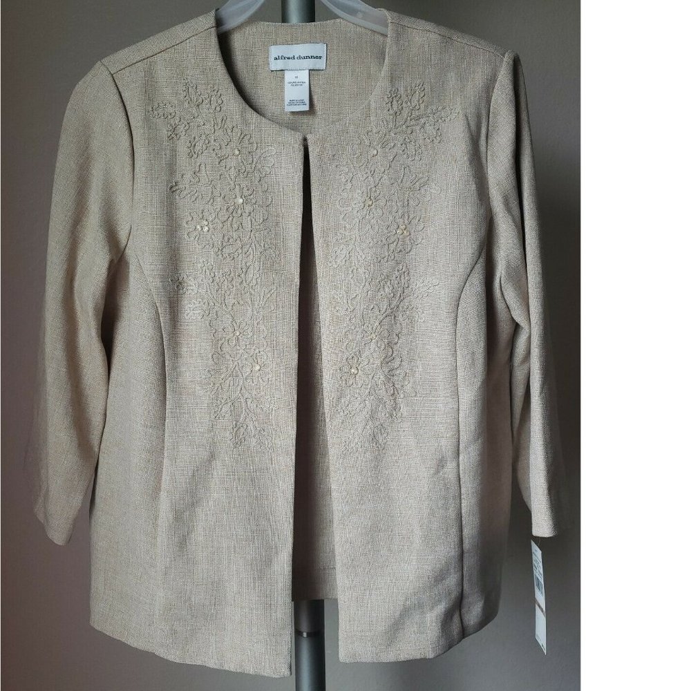 Alfred Dunner Womens La Dolce Suit Jacket Blazer- Almond Light Beige Size 16 NWT - Picture 3 of 4